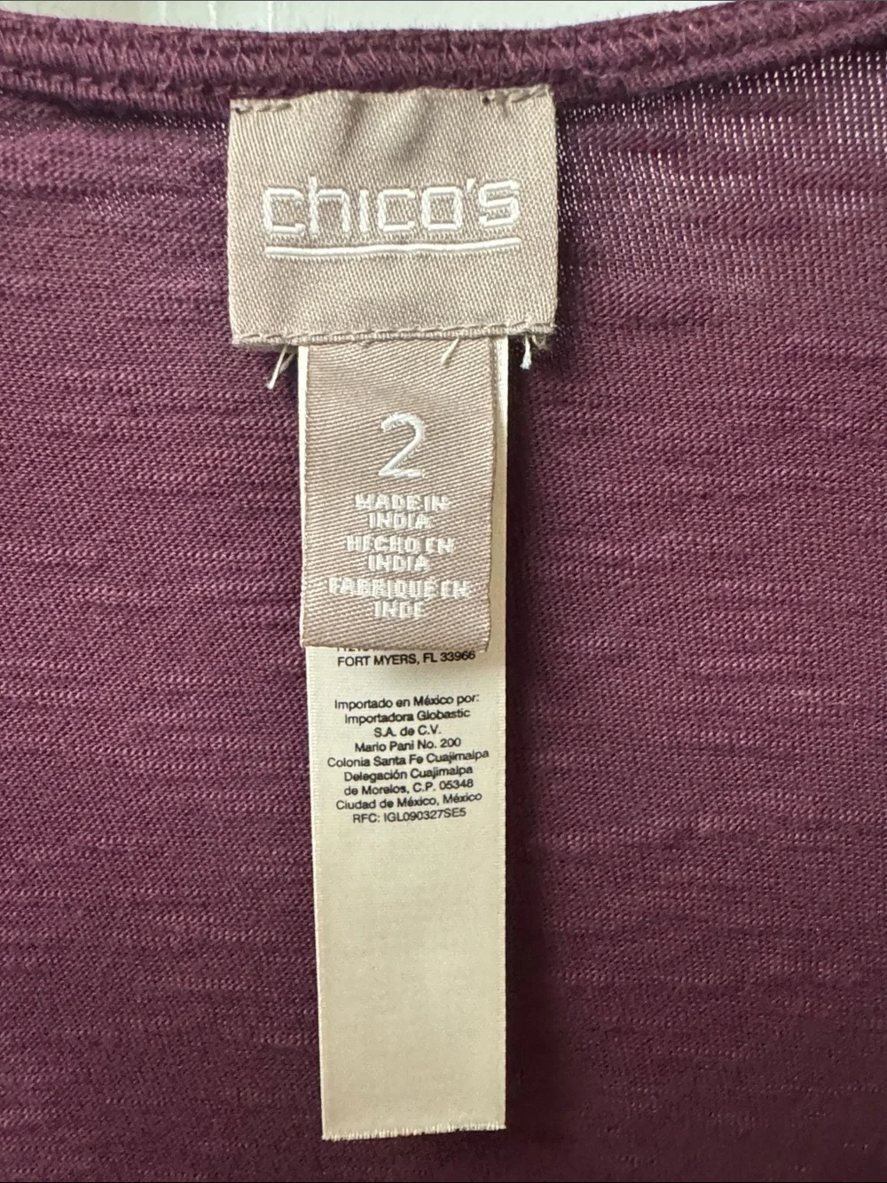 Chico’s Plum Sleeveless Open-Front Crochet-Hem Vest - Size Large (Chico’s 2)